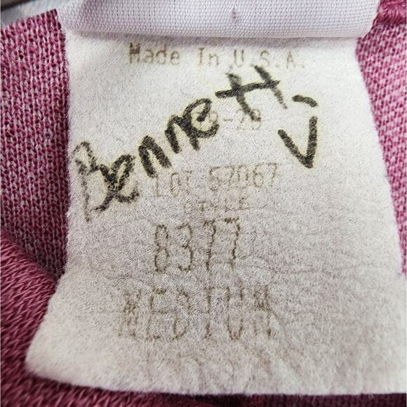 Vintage 80s Graff Top Womens M Pink Silver Metallic Glitter 3/4 Sleeve Polo - Picture 6 of 9